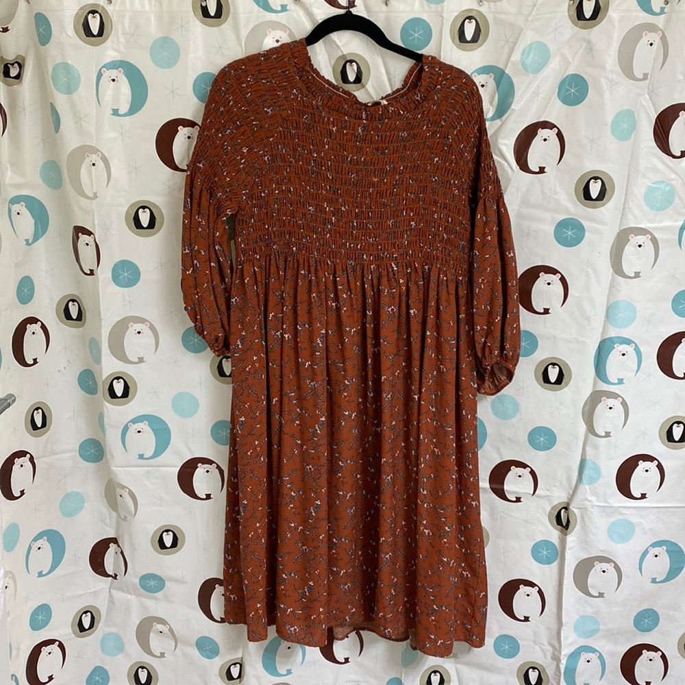 Roolee Midi Dress, Brown Floral, XL, Worn Once